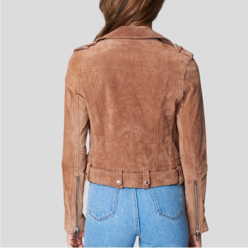 Blank NYC Brown Suede Leather Moto Zip Jacket In El Dorado M - Picture 2 of 11